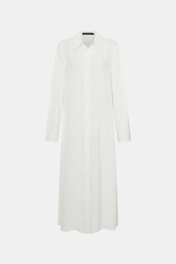 Kusama Overshirt Dress by Camilla and Marc – a soft white maxi shirt dress with clean lines and side splits, perfect for polished days.