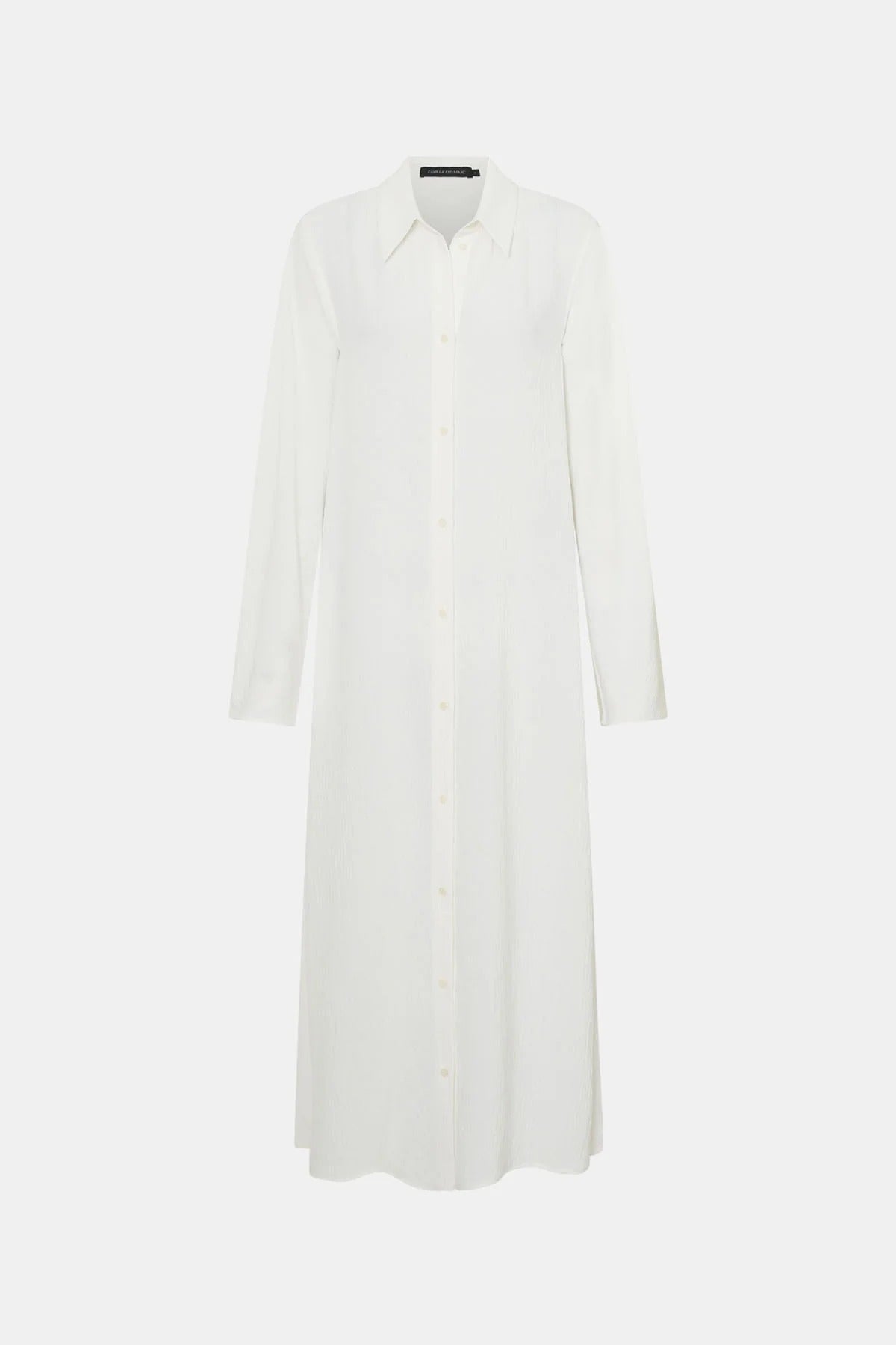Kusama Overshirt Dress by Camilla and Marc – a soft white maxi shirt dress with clean lines and side splits, perfect for polished days.