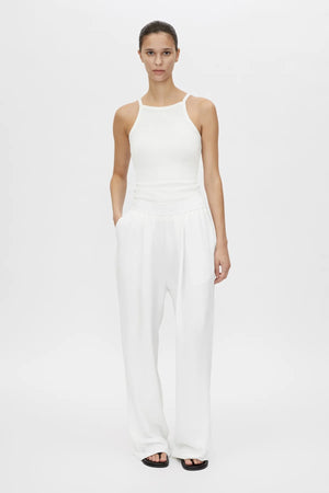 Kusama Pant by Camilla and Marc – soft white textured mid-rise pants with relaxed shaping and clean seams, perfect for polished everyday wear.