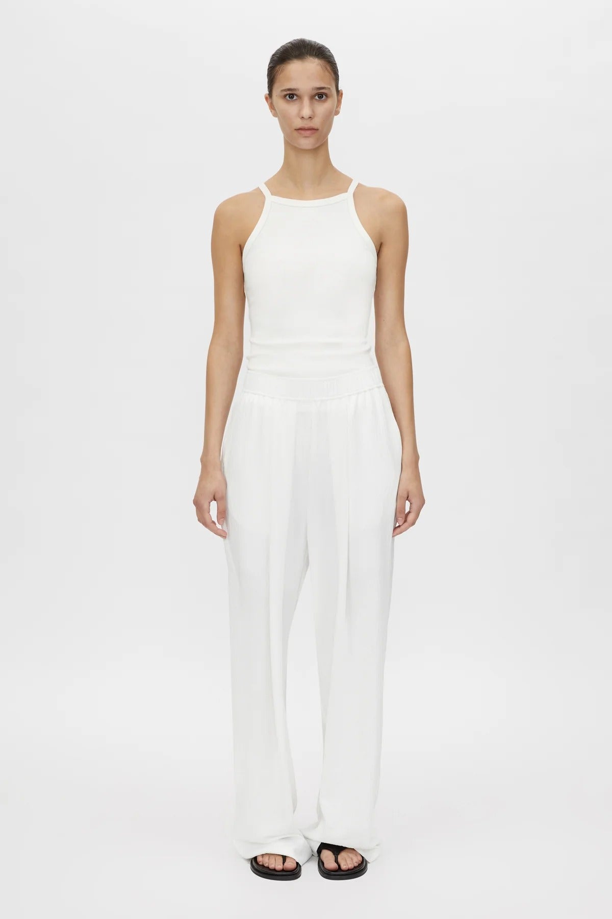 Kusama Pant by Camilla and Marc – soft white textured mid-rise pants with relaxed shaping and clean seams, perfect for polished everyday wear.