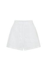 Kylie Shorts White Linen by Sneaky Link, high waisted linen shorts with relaxed fit. Perfect for summer styling or everyday wear.
