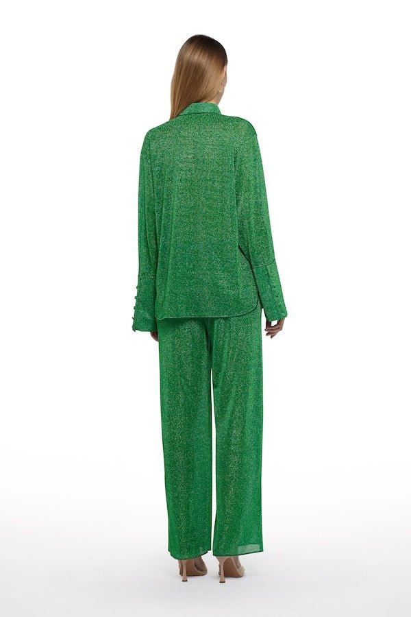 Lumiere Pants Emerald Green by Oséree, premium straight-fit pants with effortless elegance, perfect for stylish day or night occasions