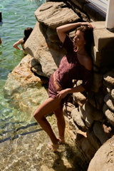 Lace Off Shoulder Chocolate by Summi Summi – romantic off shoulder lace top in chocolate brown for elevated evening styling.