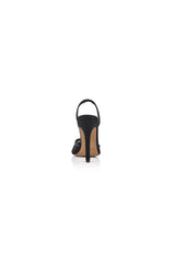 Lana Wilkinson Jade Heel in Black Mesh & Satin, a pointed-toe slingback with diamanté details and 10.5cm stiletto for evening elegance.