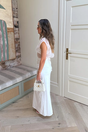 Lefka Maxi Skirt by Sneaky Link, cotton blend maxi skirt with high waist fit. Perfect for summer styling or everyday wear.