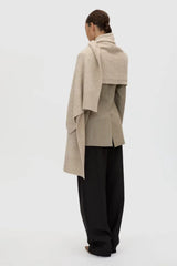 Leonie Knit Scarf Oatmeal Marle by Camilla and Marc – soft yak and alpaca blend scarf with ribbed edges.