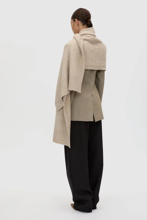 Leonie Knit Scarf Oatmeal Marle by Camilla and Marc – soft yak and alpaca blend scarf with ribbed edges.