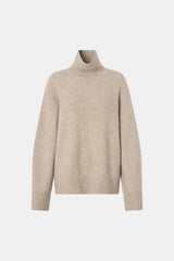 Leonie Turtleneck Knit Sweater Oatmeal Marle by Camilla and Marc – soft wool blend turtleneck with relaxed fit.