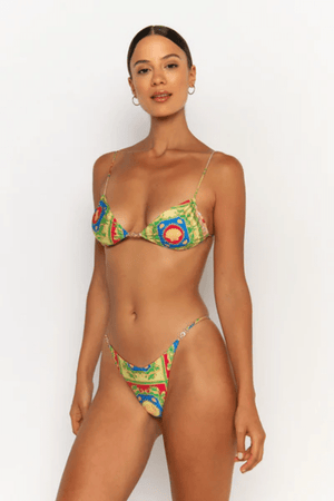 Lia Bottom Posidonia by Sommer Swim, V cut bikini bottoms with gold detail. Perfect for beach days or mix and match swim looks.