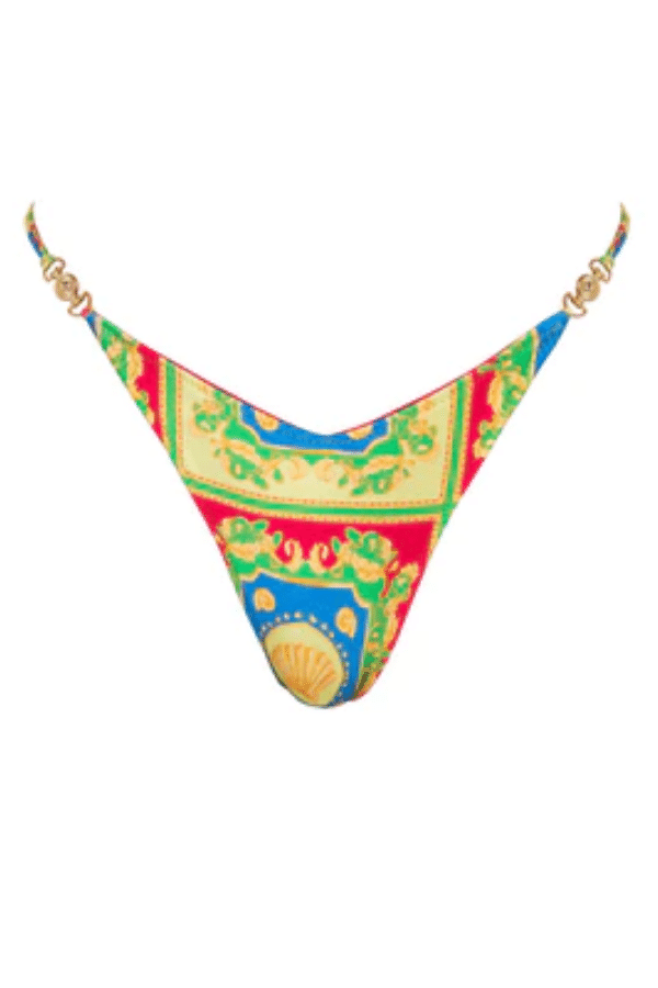 Lia Bottom Posidonia by Sommer Swim, V cut bikini bottoms with gold detail. Perfect for beach days or mix and match swim looks.