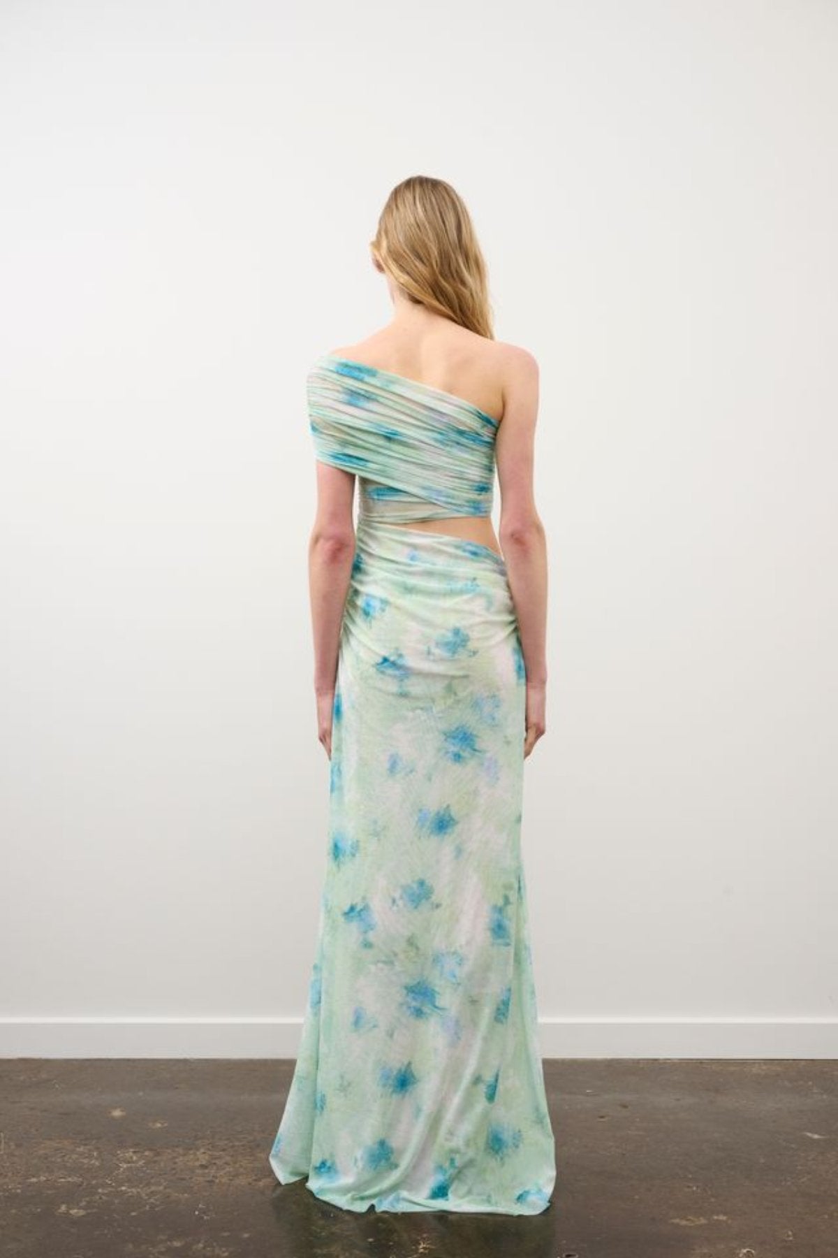 slim fit dress slacks Strapless Blue & Green Rhinestone Dress