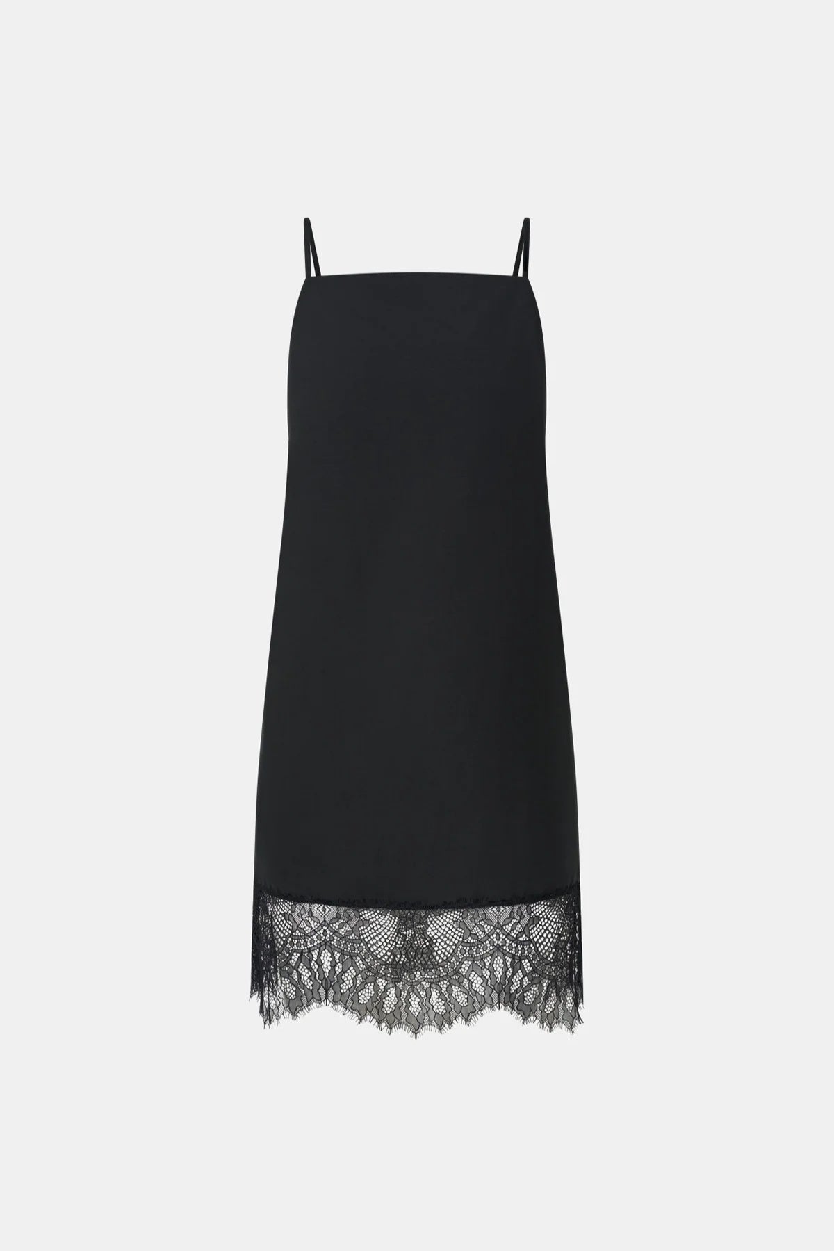 Lira Mini Dress Black by Camilla and Marc, chic mini with lace trim and slim straps that can be worn alone or as a tunic.