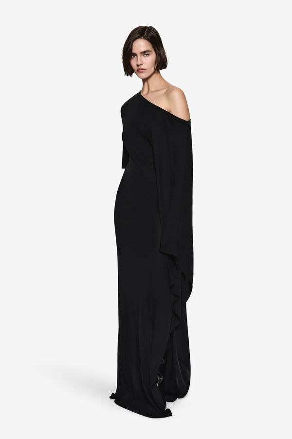 Liria Jersey Dress Black by Misha – full length stretch jersey dress with sleek body skimming silhouette.