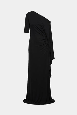 Liria Jersey Dress Black by Misha – full length stretch jersey dress with sleek body skimming silhouette.
