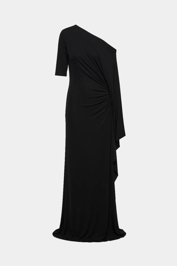 Liria Jersey Dress Black by Misha – full length stretch jersey dress with sleek body skimming silhouette.
