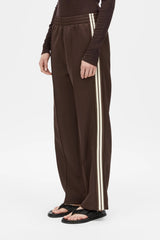 Locus Scuba Pant Espresso by Camilla and Marc - mid rise scuba pants with stripe detail and pintuck, perfect for elevated casual styling.