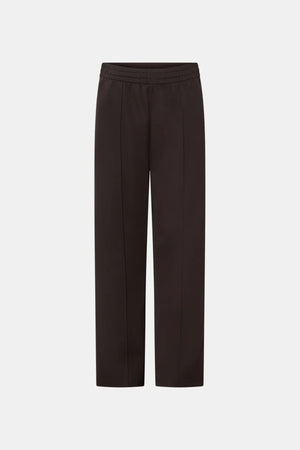 Locus Scuba Pant Espresso by Camilla and Marc - mid rise scuba pants with stripe detail and pintuck, perfect for elevated casual styling.