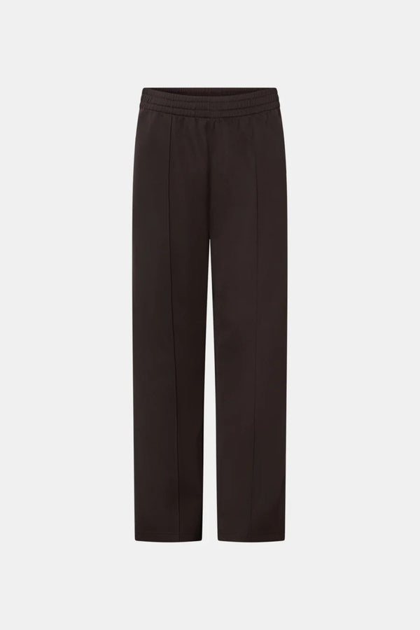 Locus Scuba Pant Espresso by Camilla and Marc - mid rise scuba pants with stripe detail and pintuck, perfect for elevated casual styling.
