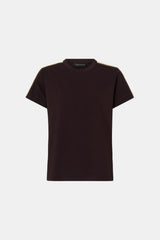 Locus Tee Espresso by Camilla and Marc - fitted cotton baby tee with stripe detail and crew neckline, perfect for elevated casual styling.