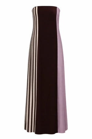 Lola Maxi Dress Caffe Verde by Baobab – strapless satin maxi dress with open back, resin stones and side split.