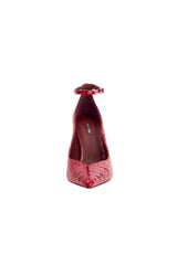 Lolly Scarlet Patent Croc by Alias Mae, croc leather heel with ankle strap, perfect for bold evening and event styling
