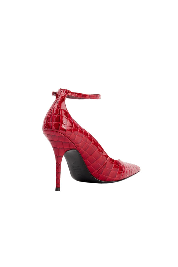 Lolly Scarlet Patent Croc by Alias Mae, croc leather heel with ankle strap, perfect for bold evening and event styling
