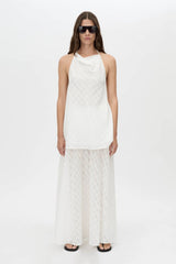 Louise Maxi Skirt by Camilla and Marc – a soft white sheer check maxi skirt with an elastic waist and detachable lining, perfect for elegant layering.
