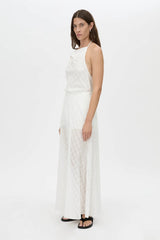 Louise Maxi Skirt by Camilla and Marc – a soft white sheer check maxi skirt with an elastic waist and detachable lining, perfect for elegant layering.