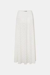 Louise Maxi Skirt by Camilla and Marc – a soft white sheer check maxi skirt with an elastic waist and detachable lining, perfect for elegant layering.