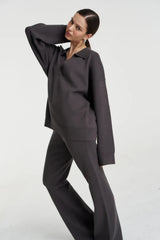 Lounge Knit Pant Shadow by Summi Summi – relaxed organic cotton knit pants for elevated comfort and everyday wear.