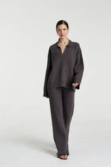 Lounge Knit Pant Shadow by Summi Summi – relaxed organic cotton knit pants for elevated comfort and everyday wear.