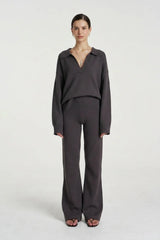 Lounge Knit Pant Shadow by Summi Summi – relaxed organic cotton knit pants for elevated comfort and everyday wear.