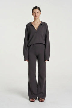 Lounge Knit Pant Shadow by Summi Summi – relaxed organic cotton knit pants for elevated comfort and everyday wear.