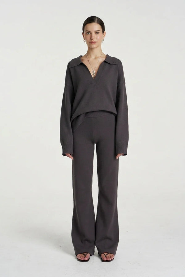 Lounge Knit Pant Shadow by Summi Summi – relaxed organic cotton knit pants for elevated comfort and everyday wear.