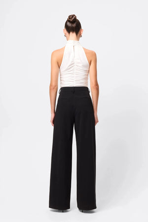 Love Again Top White by Mossman, halter Lycra top with racerback, gathered detail and rosette accent, a trendy piece perfect for chic evenings or events.