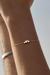Love In Stillness Pearl Bracelet by By Charlotte, 18k gold vermeil bracelet with freshwater pearl and cubic zirconia details.