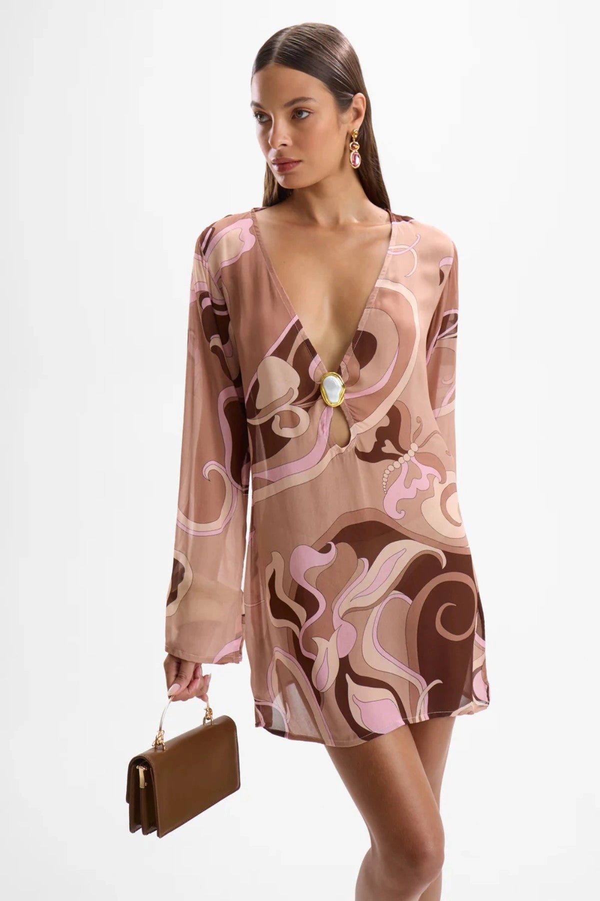 Lulu Moonstone Dress Deco Mocha — Mini Dresses