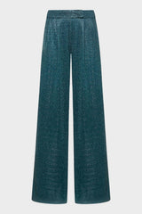 Lumière Pants Peacock by Oséree, shimmering high-waist tailored pants with fluid drape for elevated resort and evening looks.