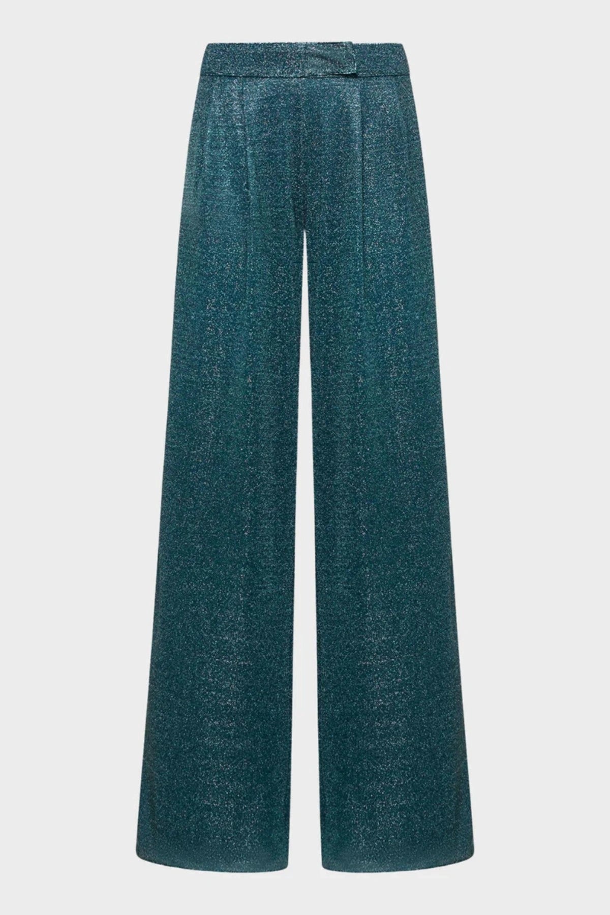 Lumière Pants Peacock by Oséree, shimmering high-waist tailored pants with fluid drape for elevated resort and evening looks.
