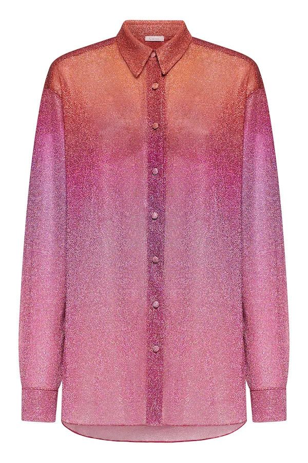 Lumiere Shade Shirt by Oséree – a metallic shirt with luminous finish and soft drape. Perfect for elevated styling.
