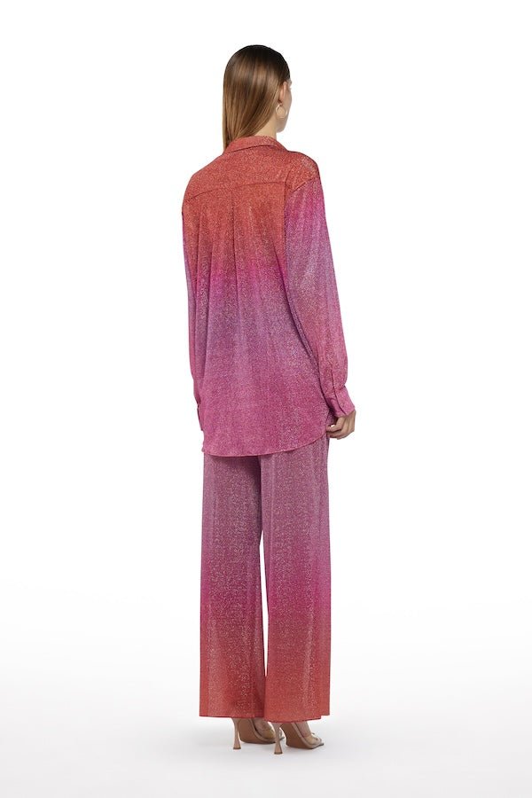 Lumiere Shade Shirt by Oséree – a metallic shirt with luminous finish and soft drape. Perfect for elevated styling.
