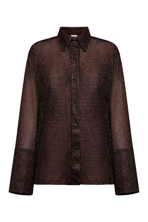 Lumiere Sleeves Shirt Chocolate by Effie Kats – a sheer long sleeve shirt with soft shine. Perfect for elevated styling.