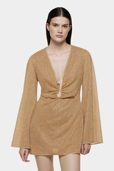 Lumiere Stones Kaftan Gold by Oséree - flowing kaftan cover up with luminous stone embellishments, perfect for elevated beach and resort styling.