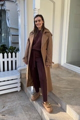 Lyndon Knit Pant Chocolate by Camilla and Marc, slim-leg knit pants with ribbed waistband and drawcords, pin stitch detail, perfect for polished casual looks.
