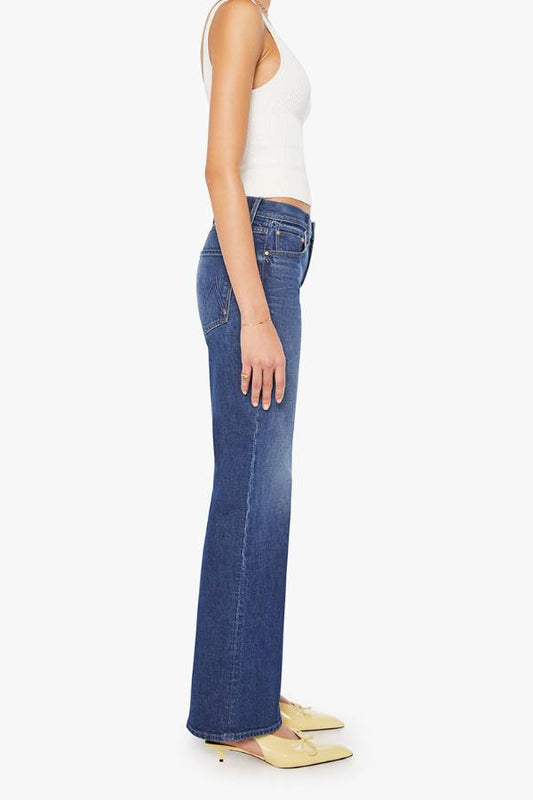 MOTHER The Bookie Sneak in Perfectly Imperfect, a high-rise bootcut jean in semi-rigid SUPERIOR denim with a clean hem and rich dark blue wash-1