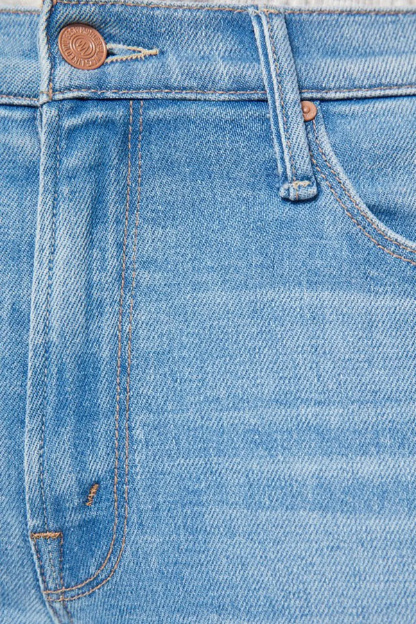 MOTHER The Doozy Room Service jeans, light wash flare denim with high rise fit and vintage inspired silhouette, everyday jeans for casual styling.