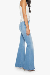 MOTHER The Doozy Room Service jeans, light wash flare denim with high rise fit and vintage inspired silhouette, everyday jeans for casual styling.