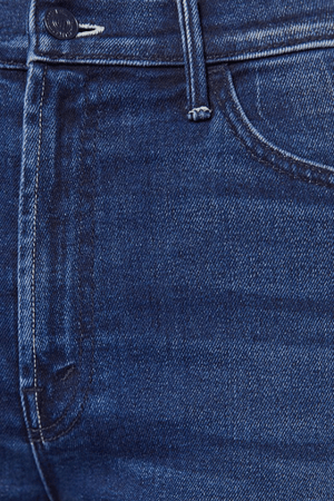 The Hustler Roller Sneak Homecoming High by MOTHER, high-rise wide-leg jeans in dark stretch denim with clean hem. Perfect for vintage-inspired looks.