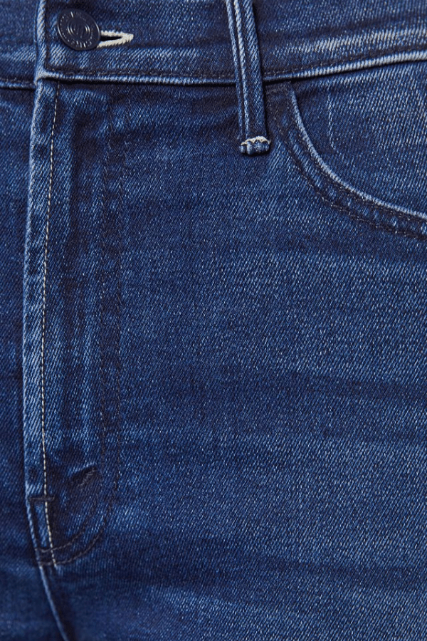 The Hustler Roller Sneak Homecoming High by MOTHER, high-rise wide-leg jeans in dark stretch denim with clean hem. Perfect for vintage-inspired looks.