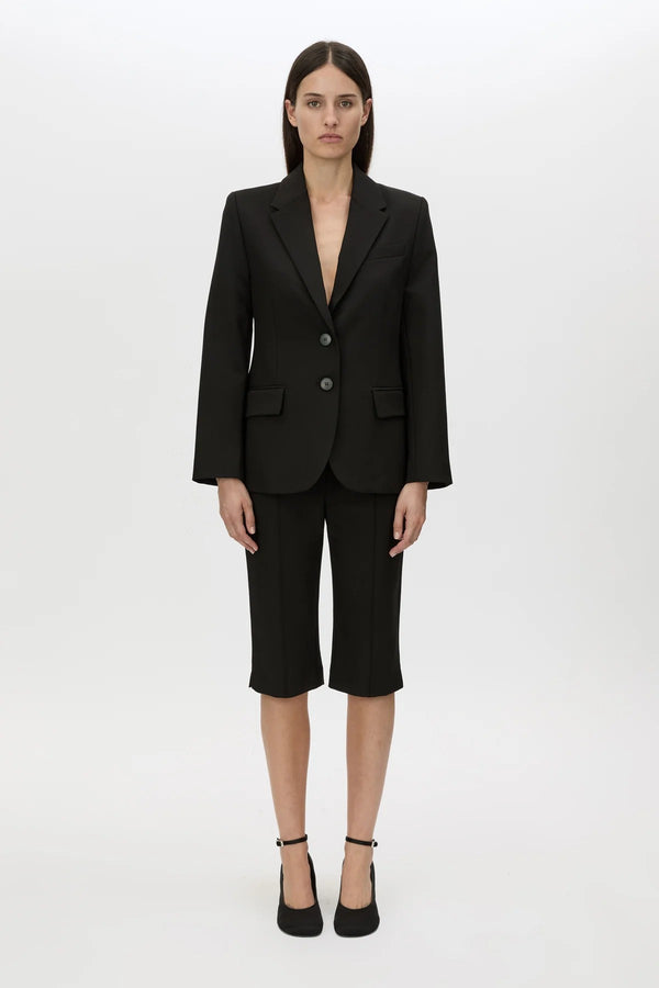 Mackinley Fitted Blazer by Camilla and Marc, a black single-breasted blazer with structured shoulders, slim silhouette, and tailored finish.